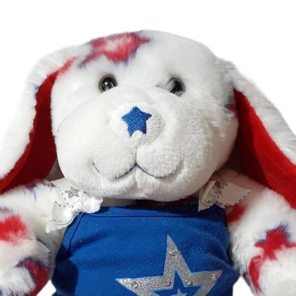 Build A Bear Stars Plush Puppy Stuffed Red White Blue Patriotic With Top15" - Picture 6 of 6